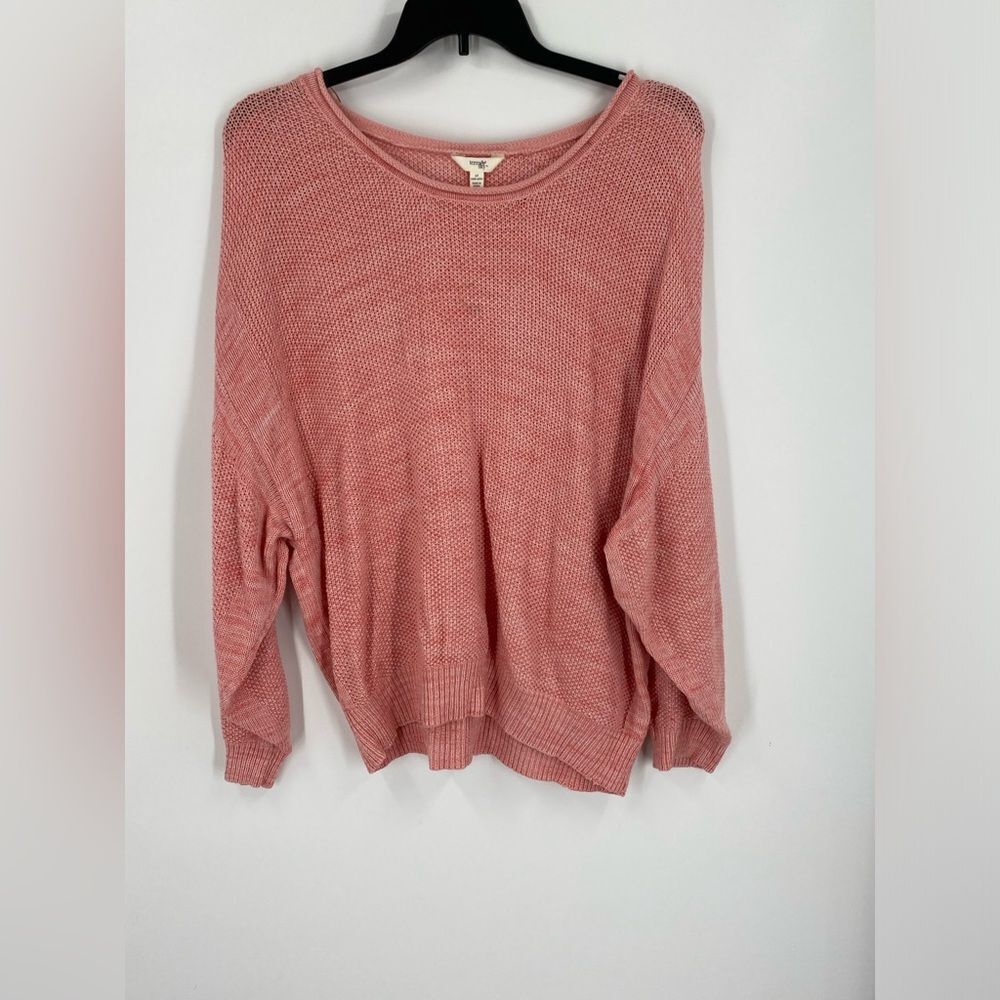 Terra & Sky Pink Round Neck Textured Knit Sweater Relaxed Fit size 1X Pink